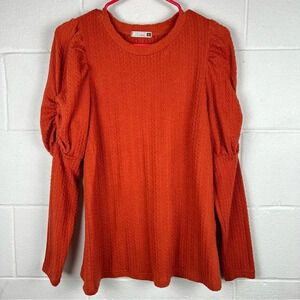 ☀️ Dorose Burnt Orange Shirt With Designer‎ Puff Sleeve, Size Medium